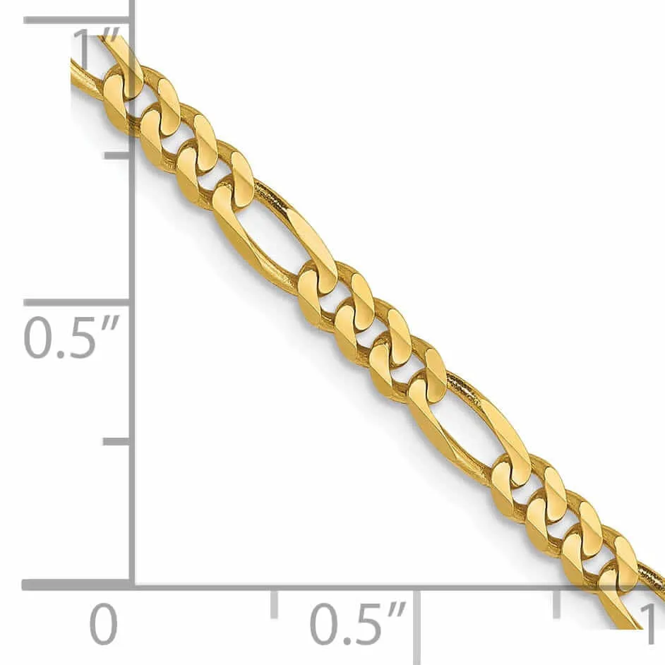 10k Yellow Gold 3.0mm Figaro Chain