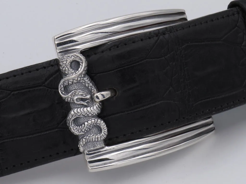 #1382 Sterling Harness Buckle with Wrapping Snake, 1.5"