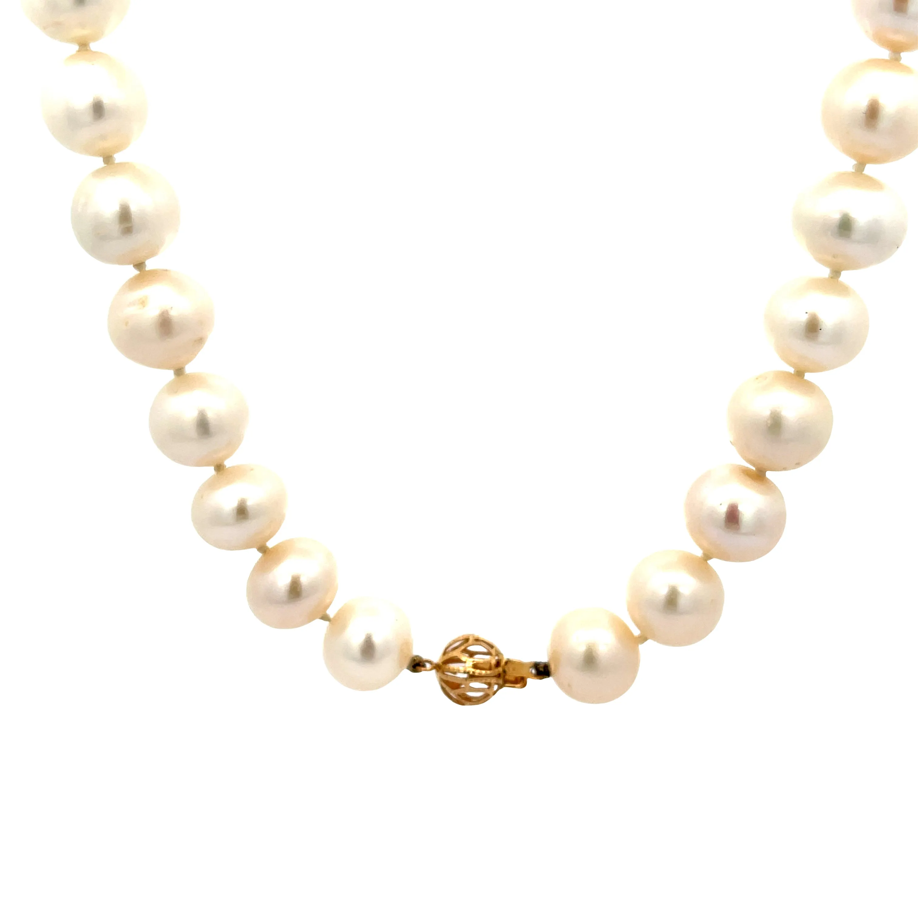 14KY 12MM CULTURED FRESHWATER PEARL NECKLACE