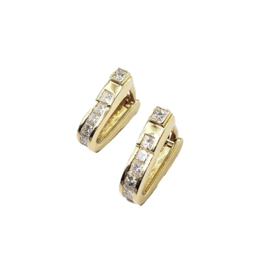 18K Yellow Gold Princess Cut Diamond Cufflinks