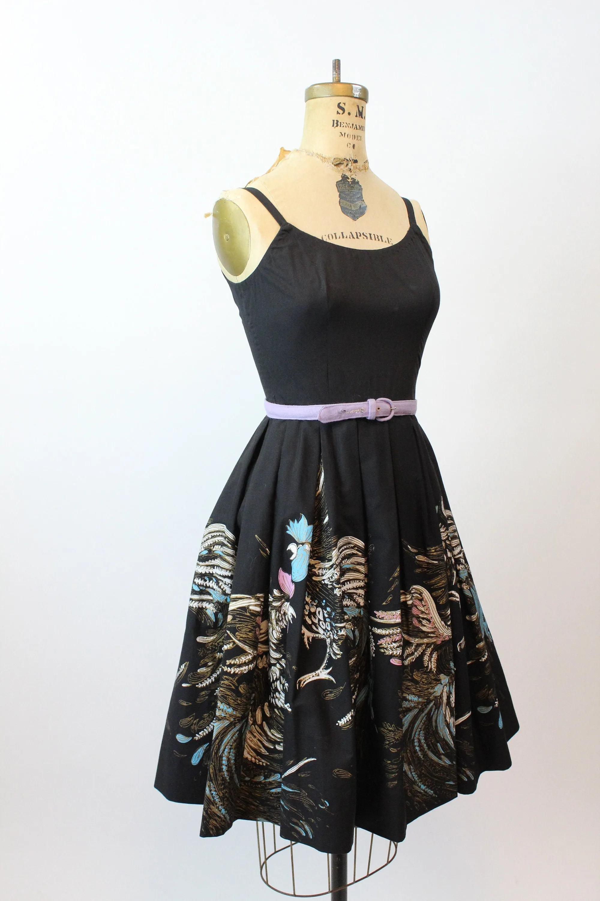 1950s ROOSTER print novelty dress xs | new spring summer