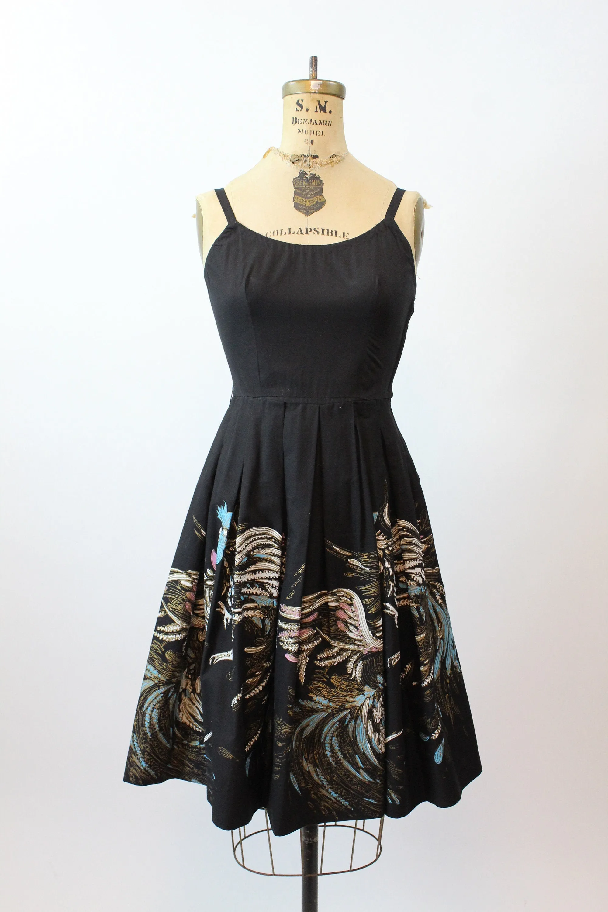 1950s ROOSTER print novelty dress xs | new spring summer