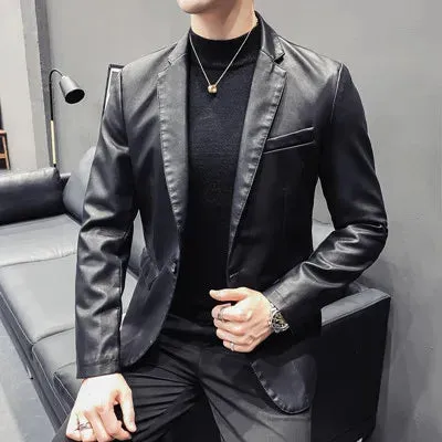 2021 Brand clothing Fashion Men's High quality Casual leather jacket Male slim fit business leather Suit coats/Man Blazers S-5XL