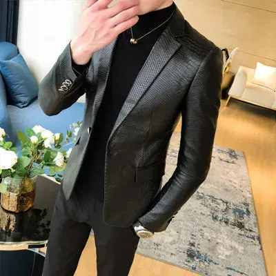 2021 Brand clothing Fashion Men's High quality Casual leather jacket Male slim fit business leather Suit coats/Man Blazers S-5XL