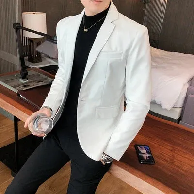 2021 Brand clothing Fashion Men's High quality Casual leather jacket Male slim fit business leather Suit coats/Man Blazers S-5XL