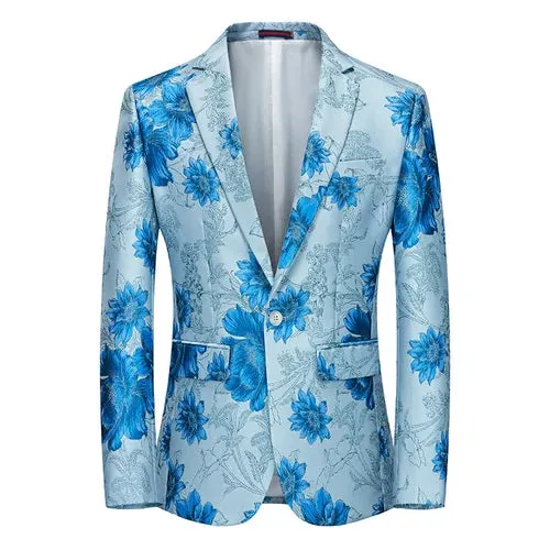 2023 Fashion New Men's Casual Boutique Business Wedding Host Slim Bronzing Suit Flower Jacket Dress Blazers Coat