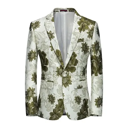 2023 Fashion New Men's Casual Boutique Business Wedding Host Slim Bronzing Suit Flower Jacket Dress Blazers Coat