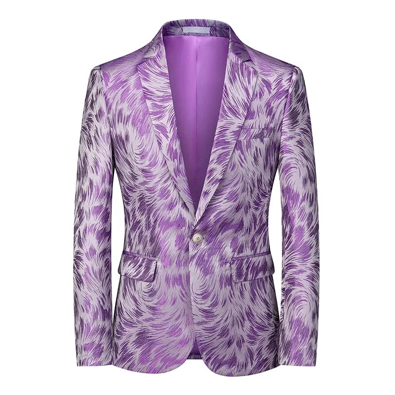 2023 Fashion New Men's Casual Boutique Business Wedding Host Slim Bronzing Suit Flower Jacket Dress Blazers Coat