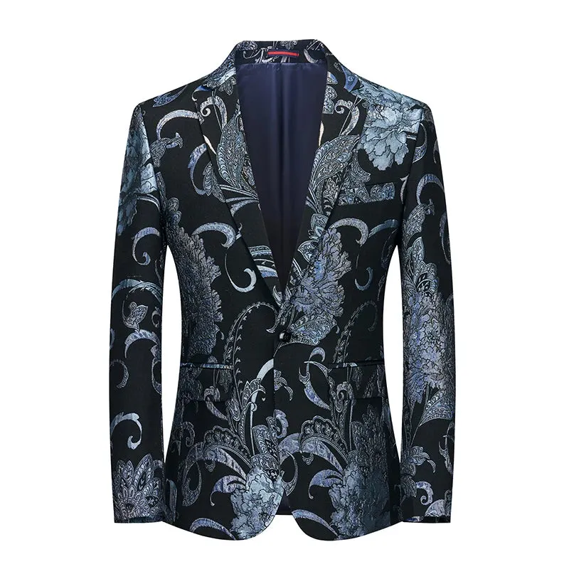 2023 Fashion New Men's Casual Boutique Business Wedding Host Slim Bronzing Suit Flower Jacket Dress Blazers Coat