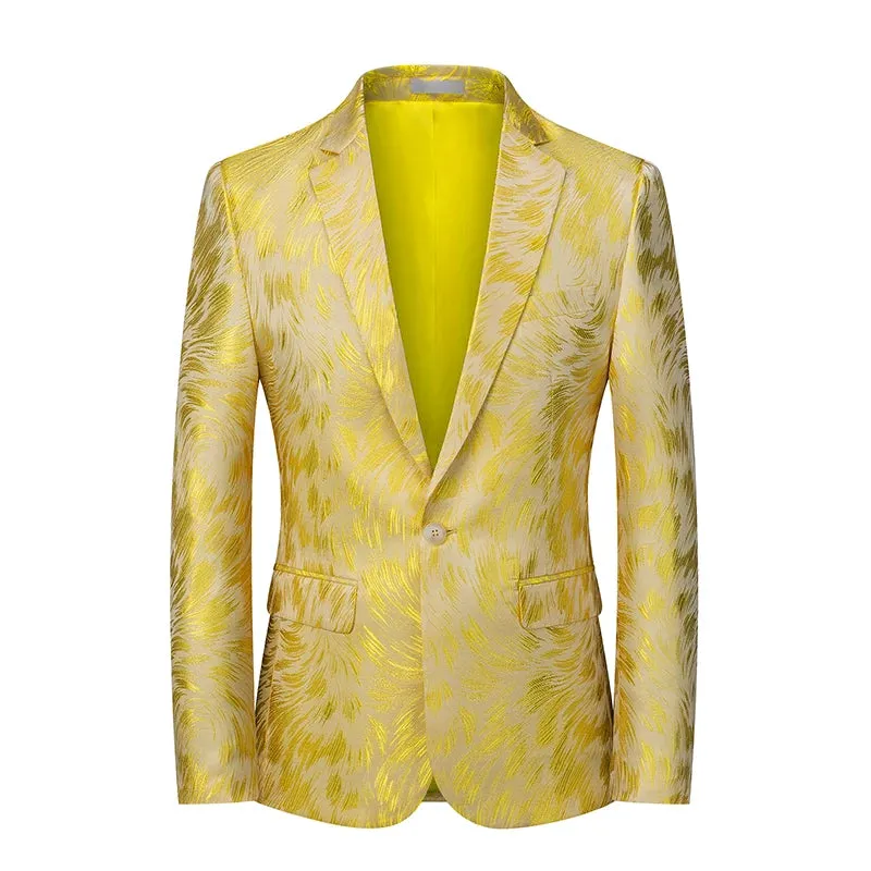 2023 Fashion New Men's Casual Boutique Business Wedding Host Slim Bronzing Suit Flower Jacket Dress Blazers Coat