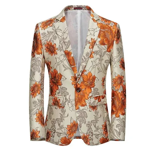 2023 Fashion New Men's Casual Boutique Business Wedding Host Slim Bronzing Suit Flower Jacket Dress Blazers Coat