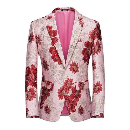 2023 Fashion New Men's Casual Boutique Business Wedding Host Slim Bronzing Suit Flower Jacket Dress Blazers Coat