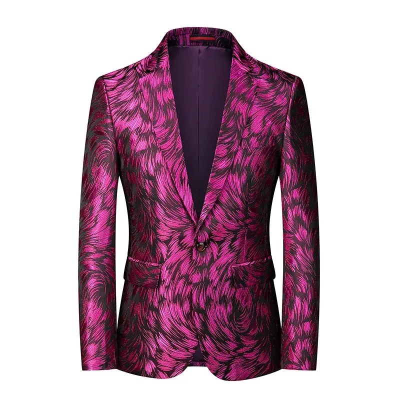 2023 Fashion New Men's Casual Boutique Business Wedding Host Slim Bronzing Suit Flower Jacket Dress Blazers Coat