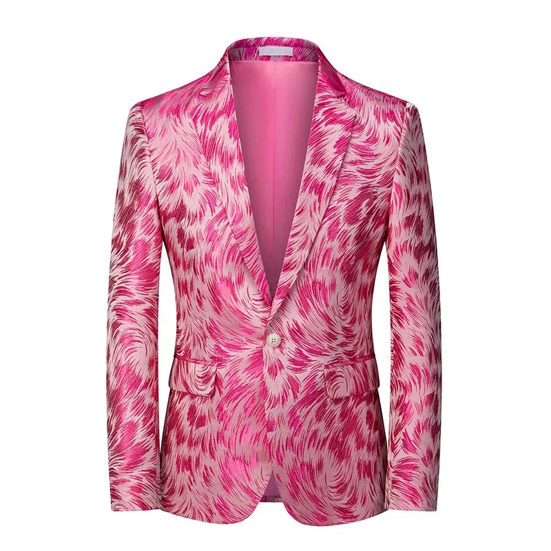 2023 Fashion New Men's Casual Boutique Business Wedding Host Slim Bronzing Suit Flower Jacket Dress Blazers Coat