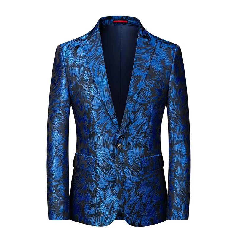 2023 Fashion New Men's Casual Boutique Business Wedding Host Slim Bronzing Suit Flower Jacket Dress Blazers Coat