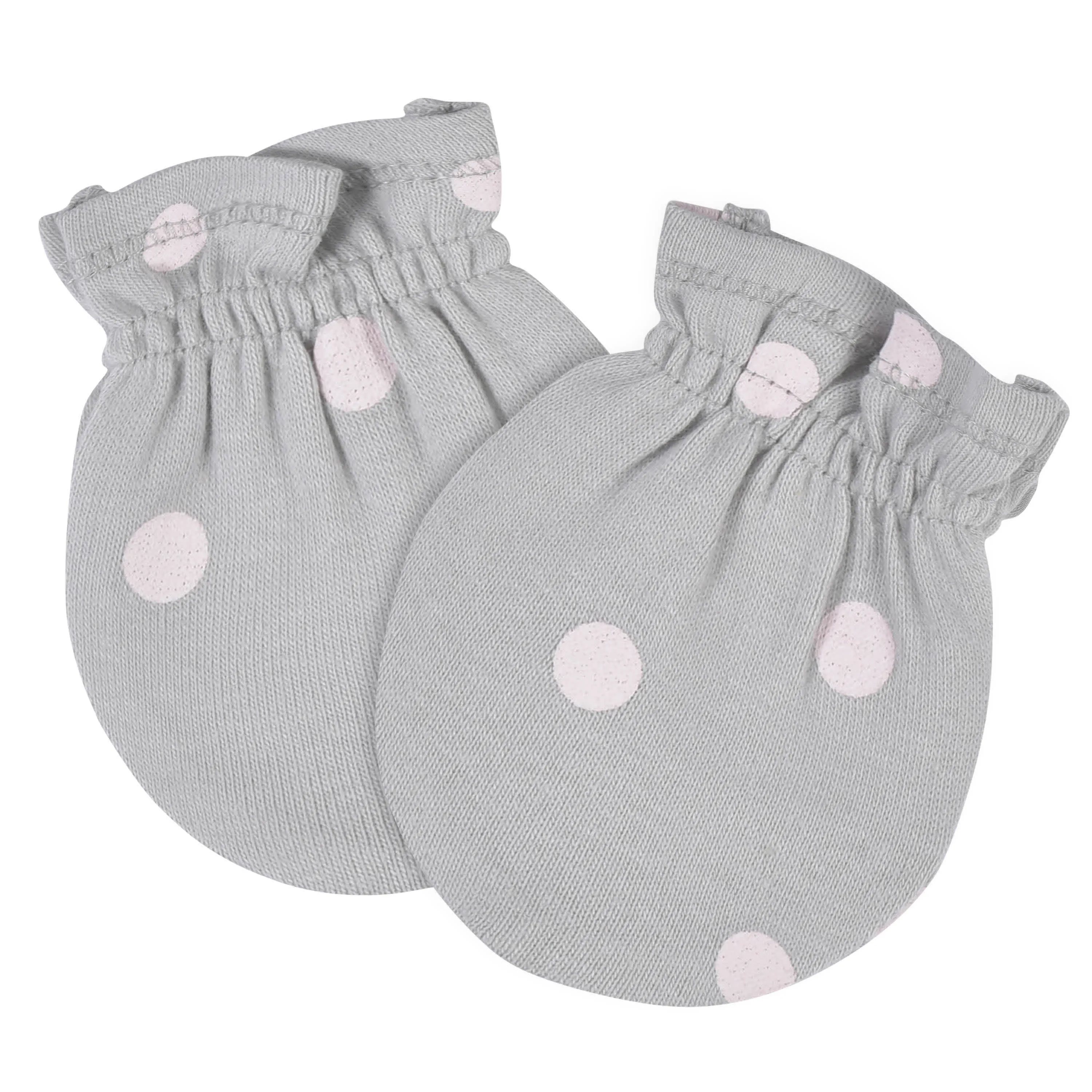 4-Piece Baby Girls Comfy Stretch Floral Leopard Caps & No Scratch Mittens Set