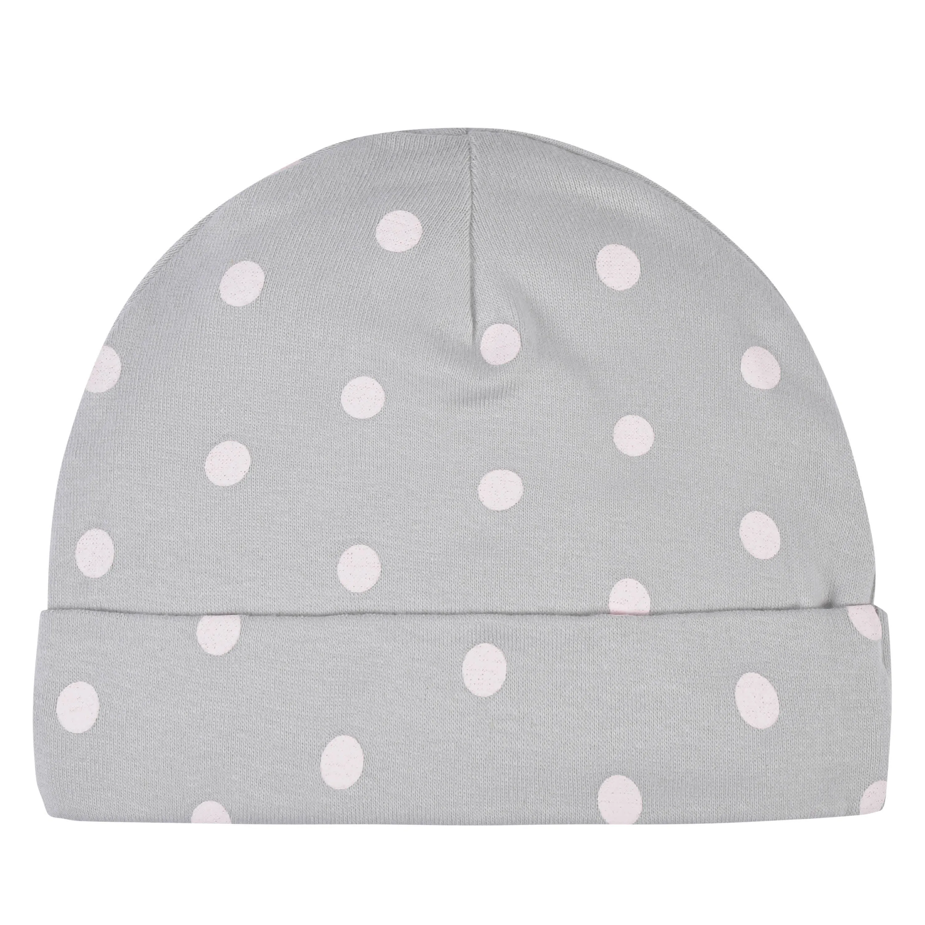 4-Piece Baby Girls Comfy Stretch Floral Leopard Caps & No Scratch Mittens Set