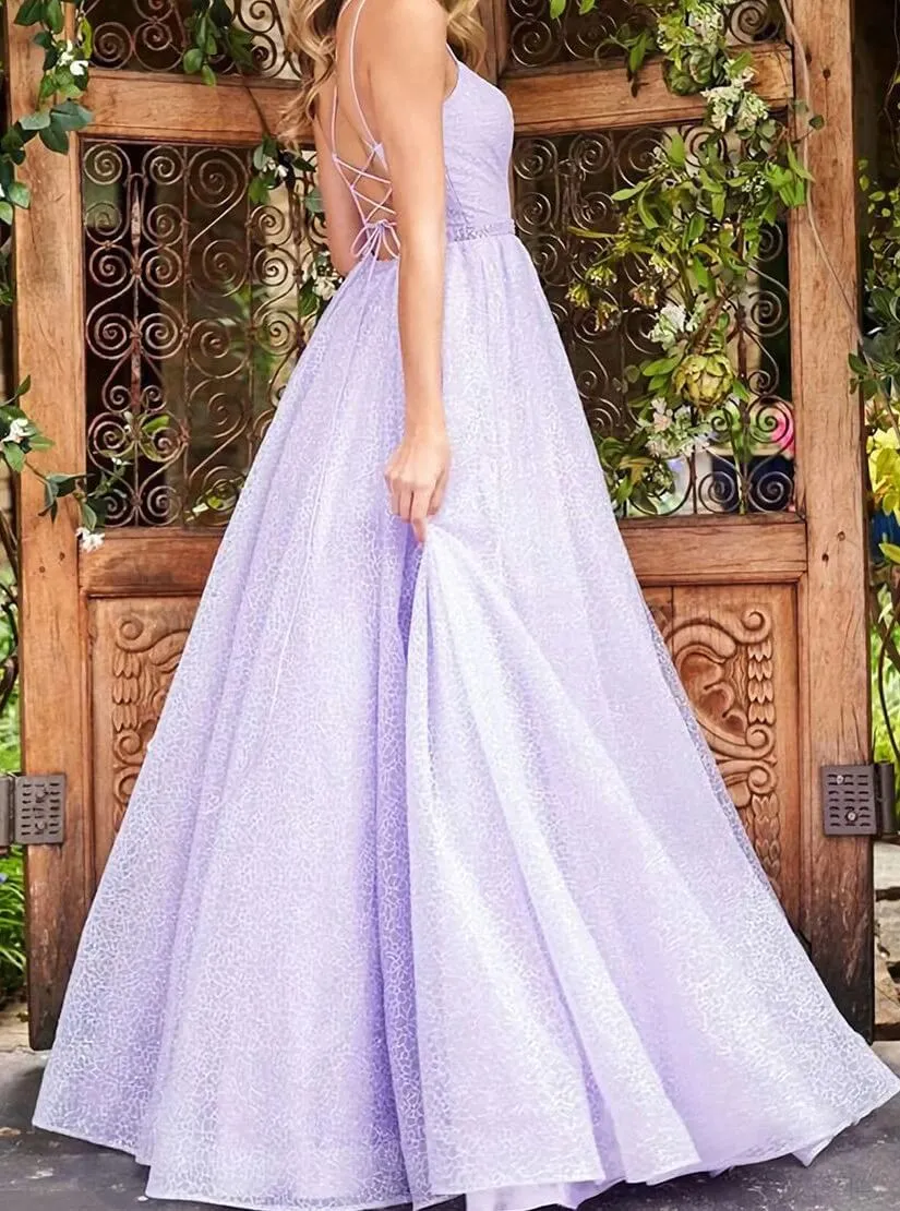 A Line 2025 Floor-length Lilac Prom Dresses Violet purple Sleeveless Long Evening Dress