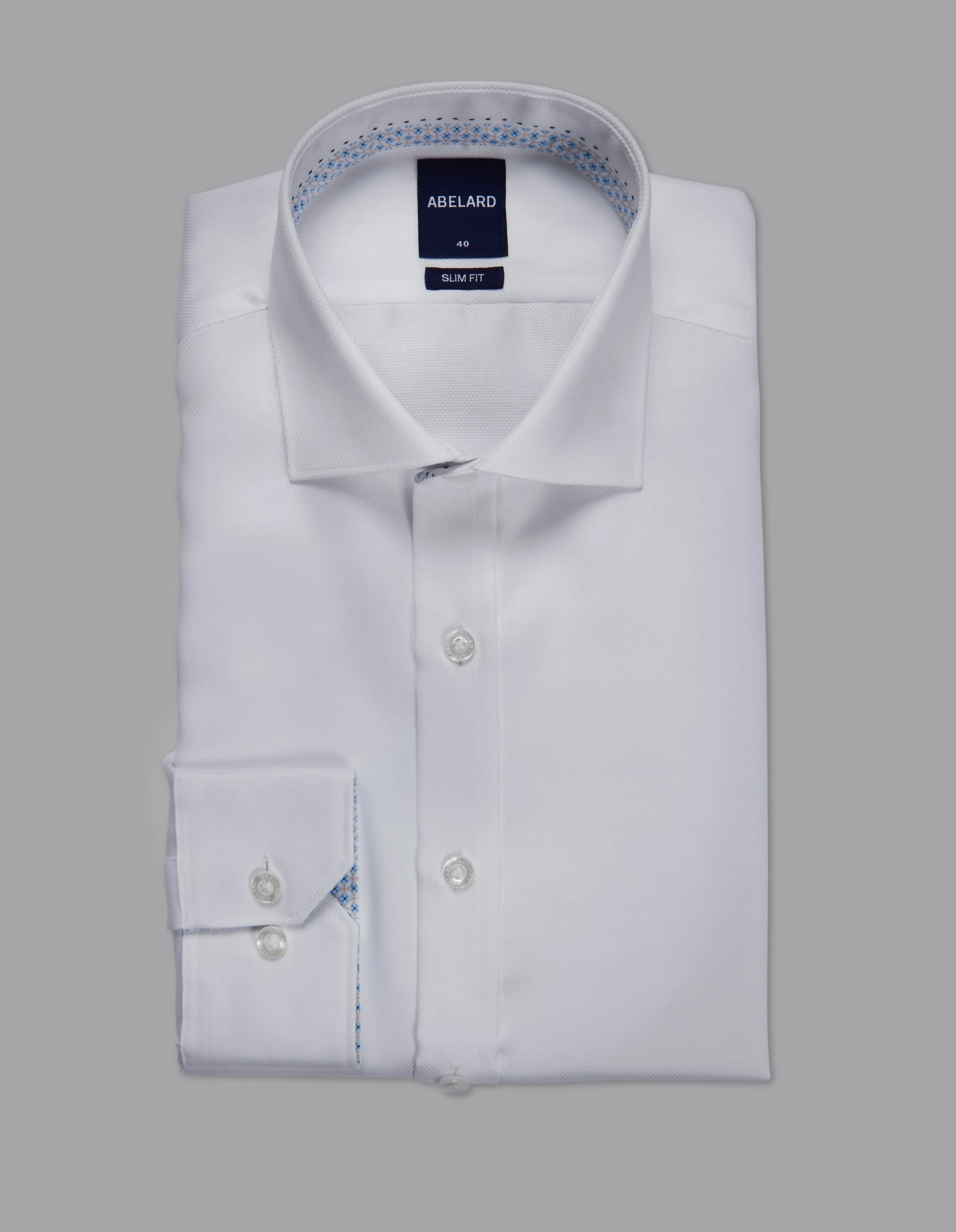 Abelard - Long Sleeve Business Shirt - Textured - White