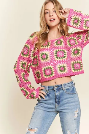 ADORA Multicolor Crochet Crop Top