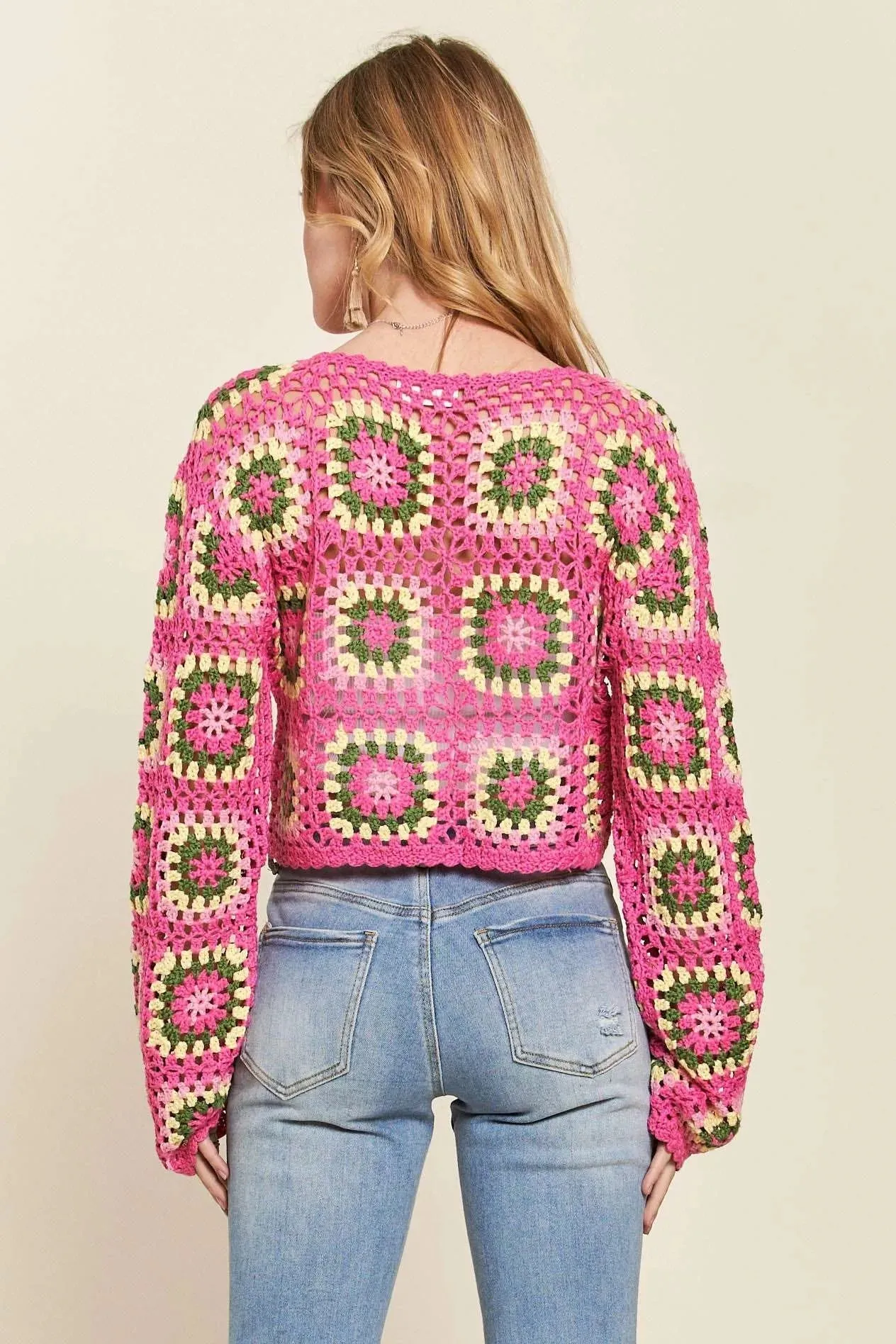 ADORA Multicolor Crochet Crop Top