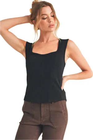 Aemi   Co Exposed Seam Ribbed Wide Strap Tank