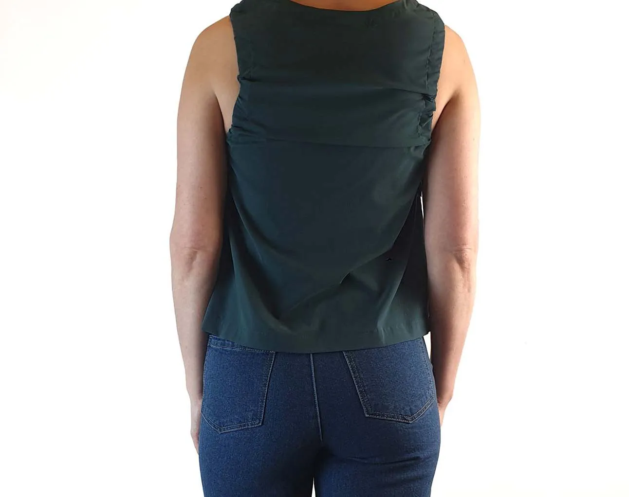 Alpha 60 preloved dark teal blue cropped sleeveless top size XXS (best fits size 6)