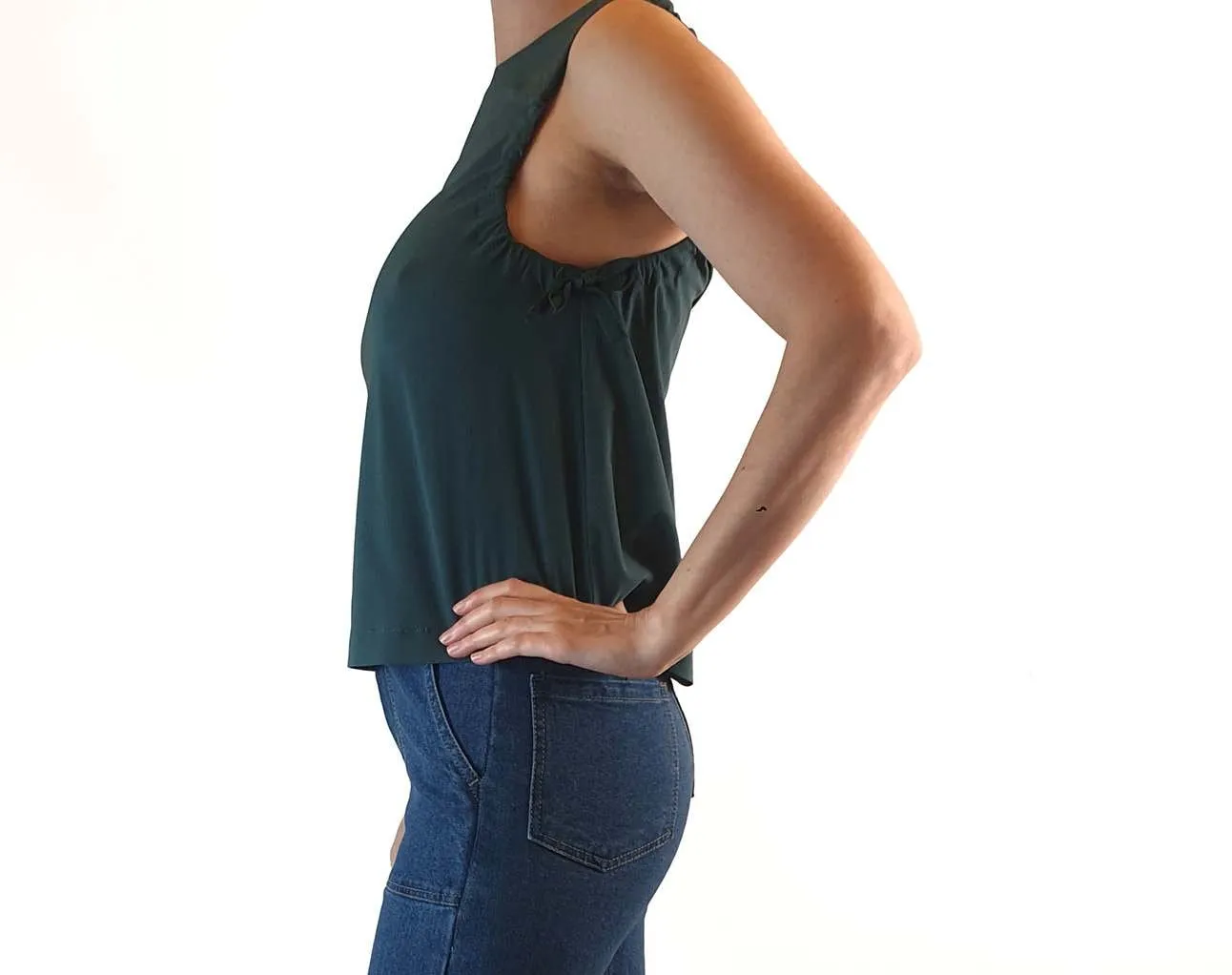 Alpha 60 preloved dark teal blue cropped sleeveless top size XXS (best fits size 6)