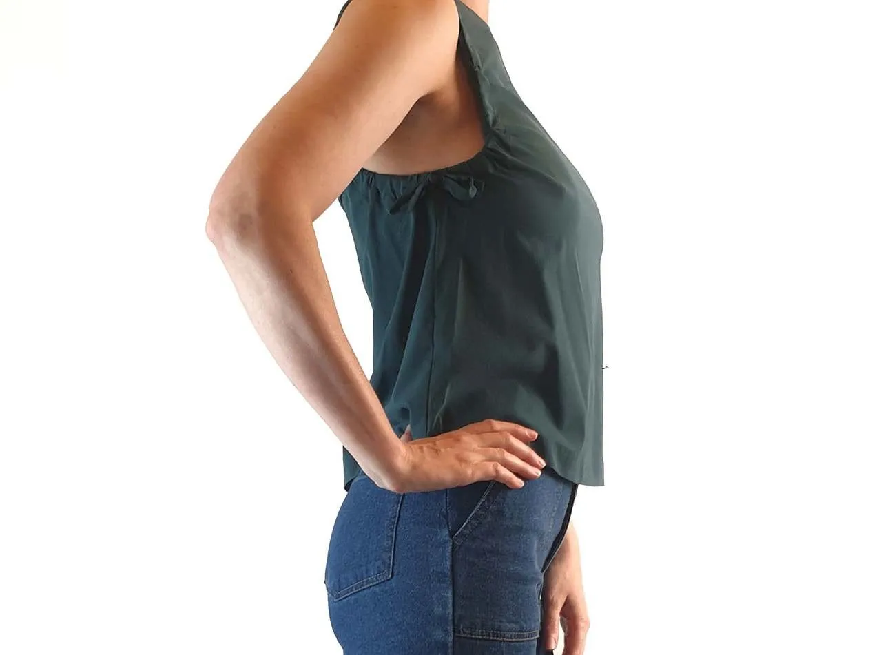 Alpha 60 preloved dark teal blue cropped sleeveless top size XXS (best fits size 6)