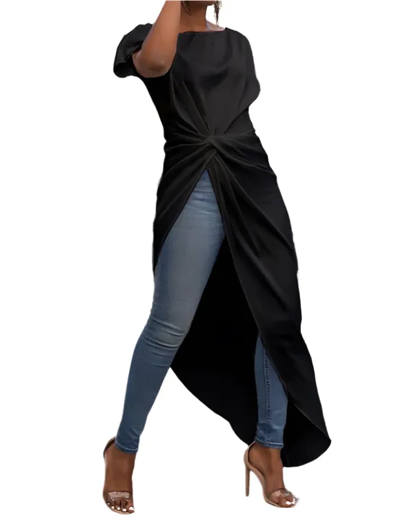 Amarri – Women's Irregular Fork-Design Long T-Shirt