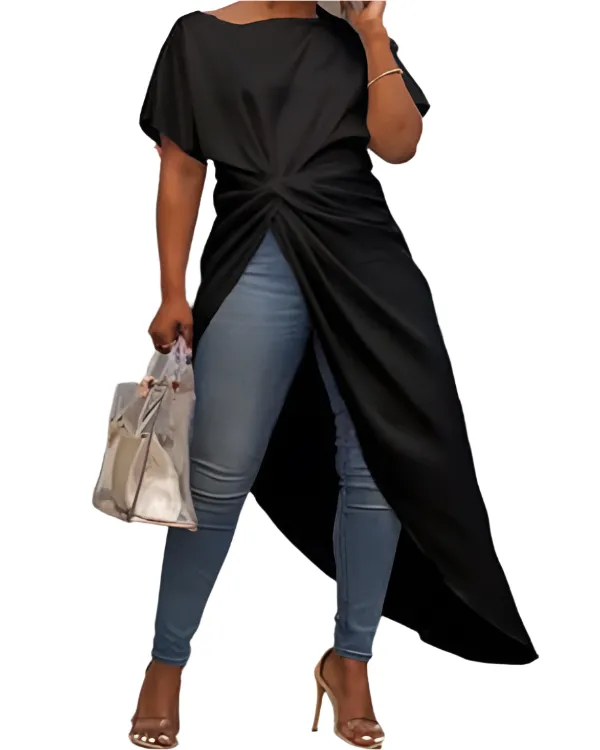 Amarri – Women's Irregular Fork-Design Long T-Shirt