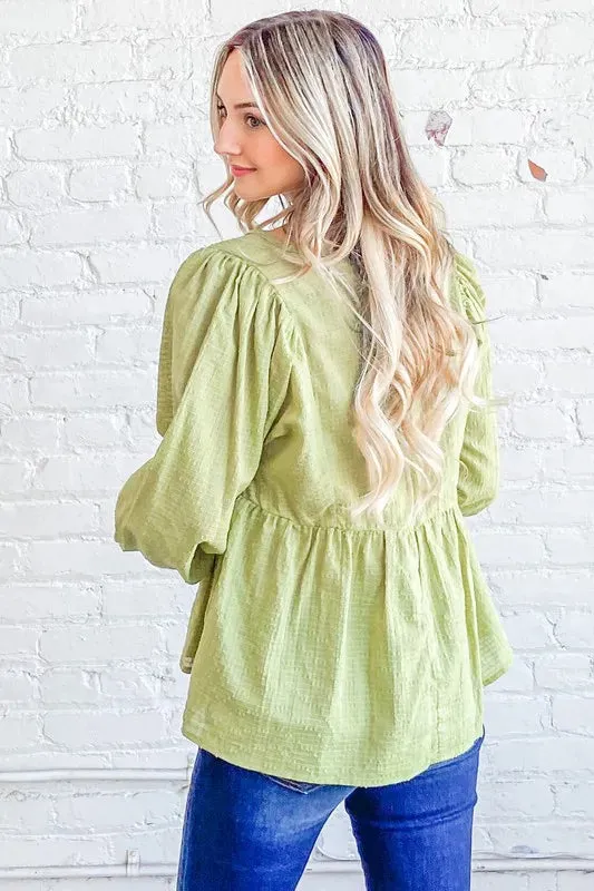 And The Why Textured V Neck Blouse Top