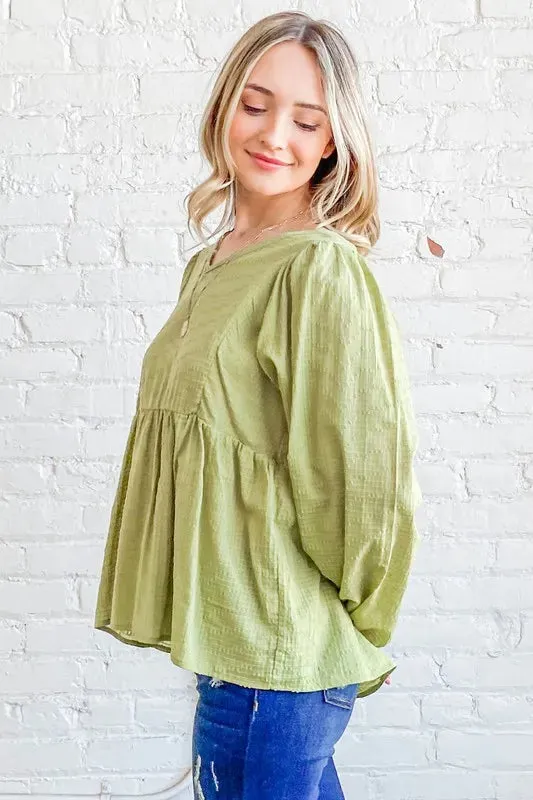 And The Why Textured V Neck Blouse Top