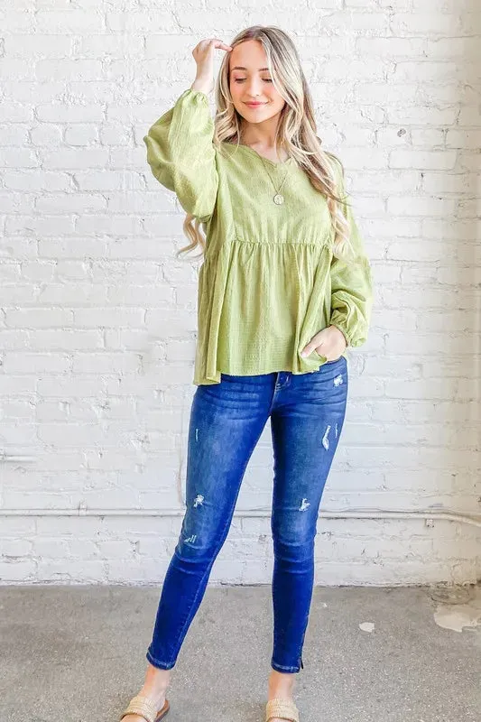 And The Why Textured V Neck Blouse Top