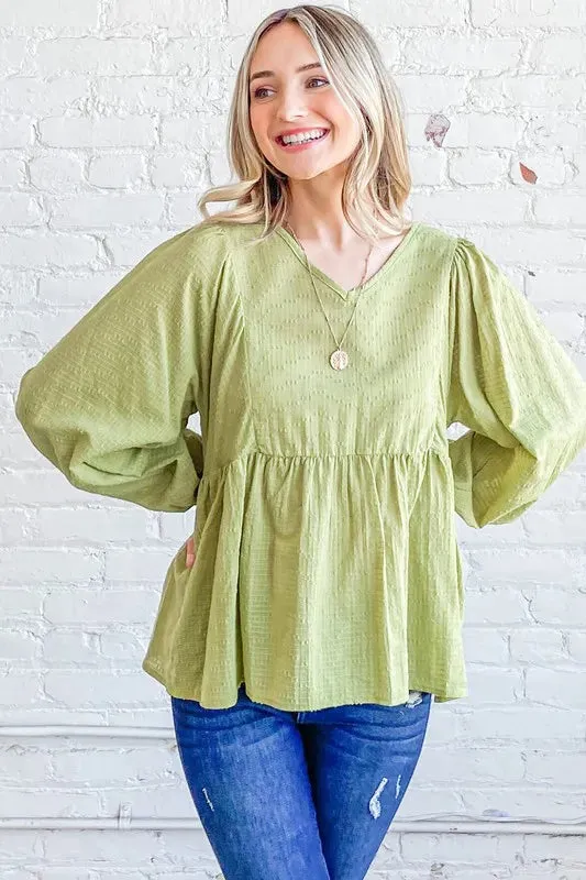 And The Why Textured V Neck Blouse Top