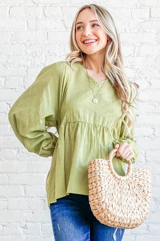 And The Why Textured V Neck Blouse Top