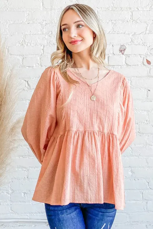 And The Why Textured V Neck Blouse Top