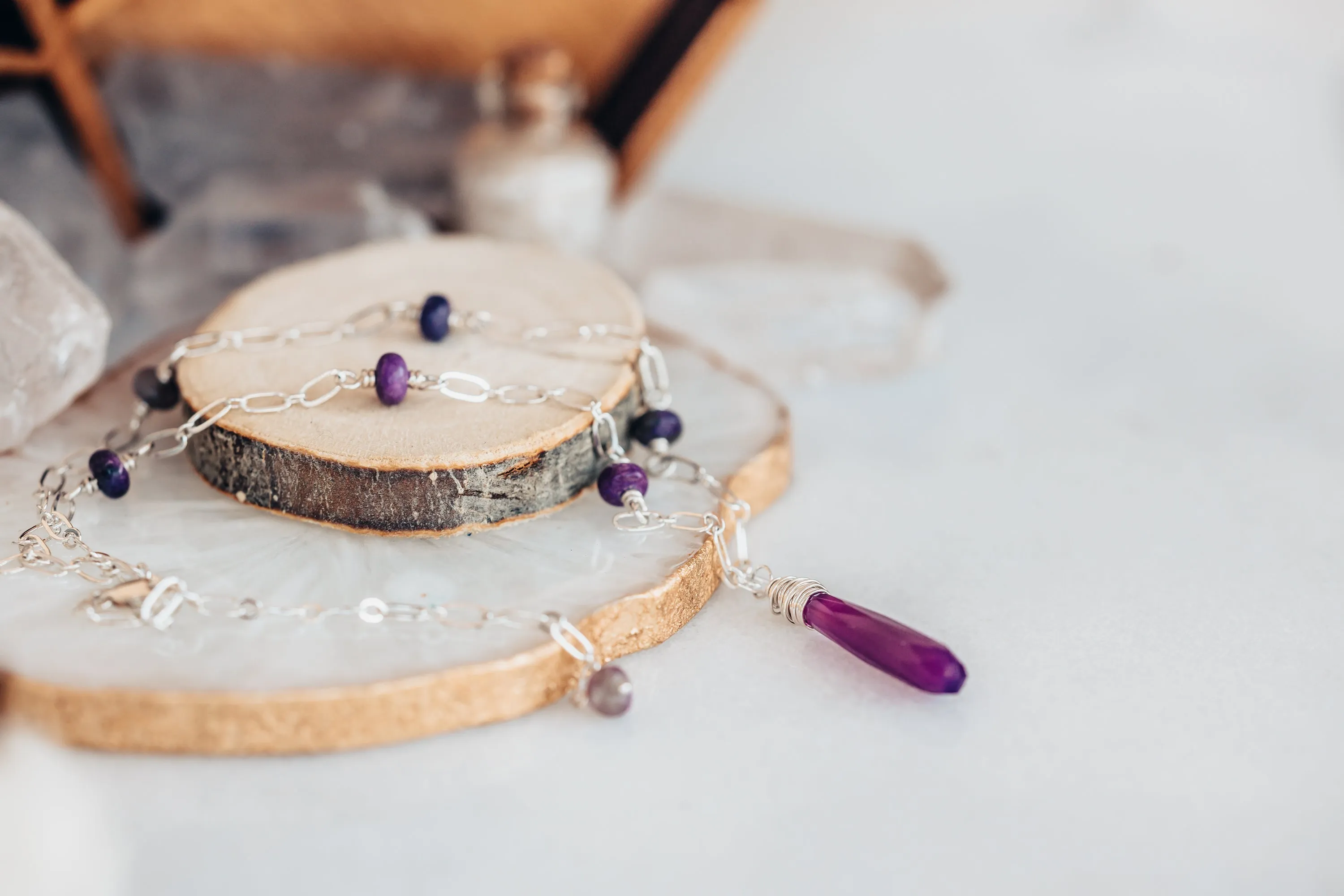 As Seen On Baby Daddy Purple Gemstone Necklace