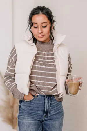 Back In Cropped Puff Vest | Cream