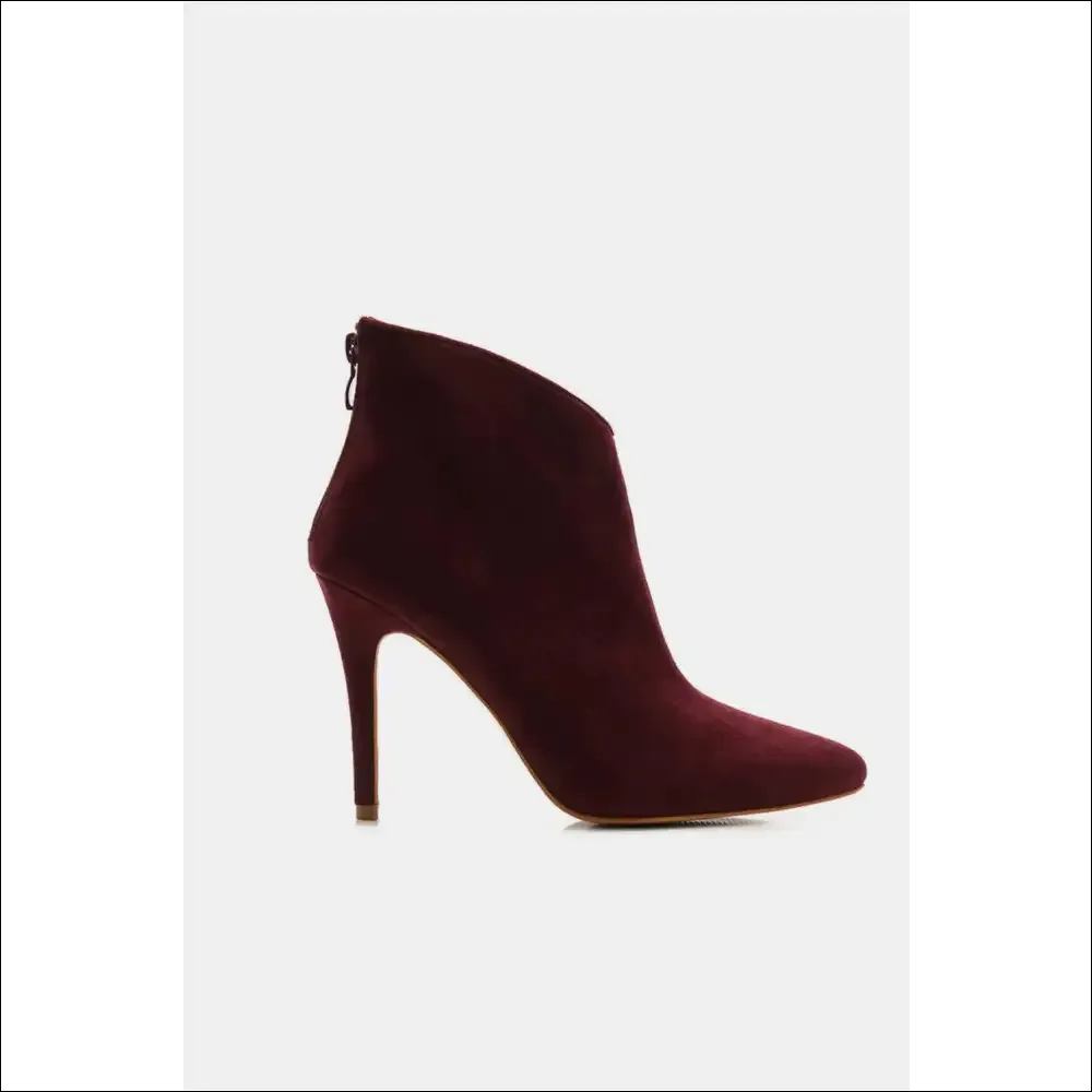Beast Fashion Suede Stiletto Ankle Booties with Zippers