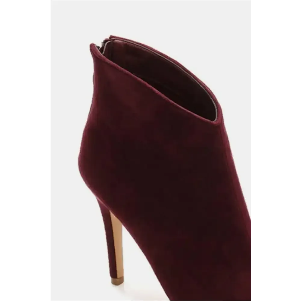 Beast Fashion Suede Stiletto Ankle Booties with Zippers