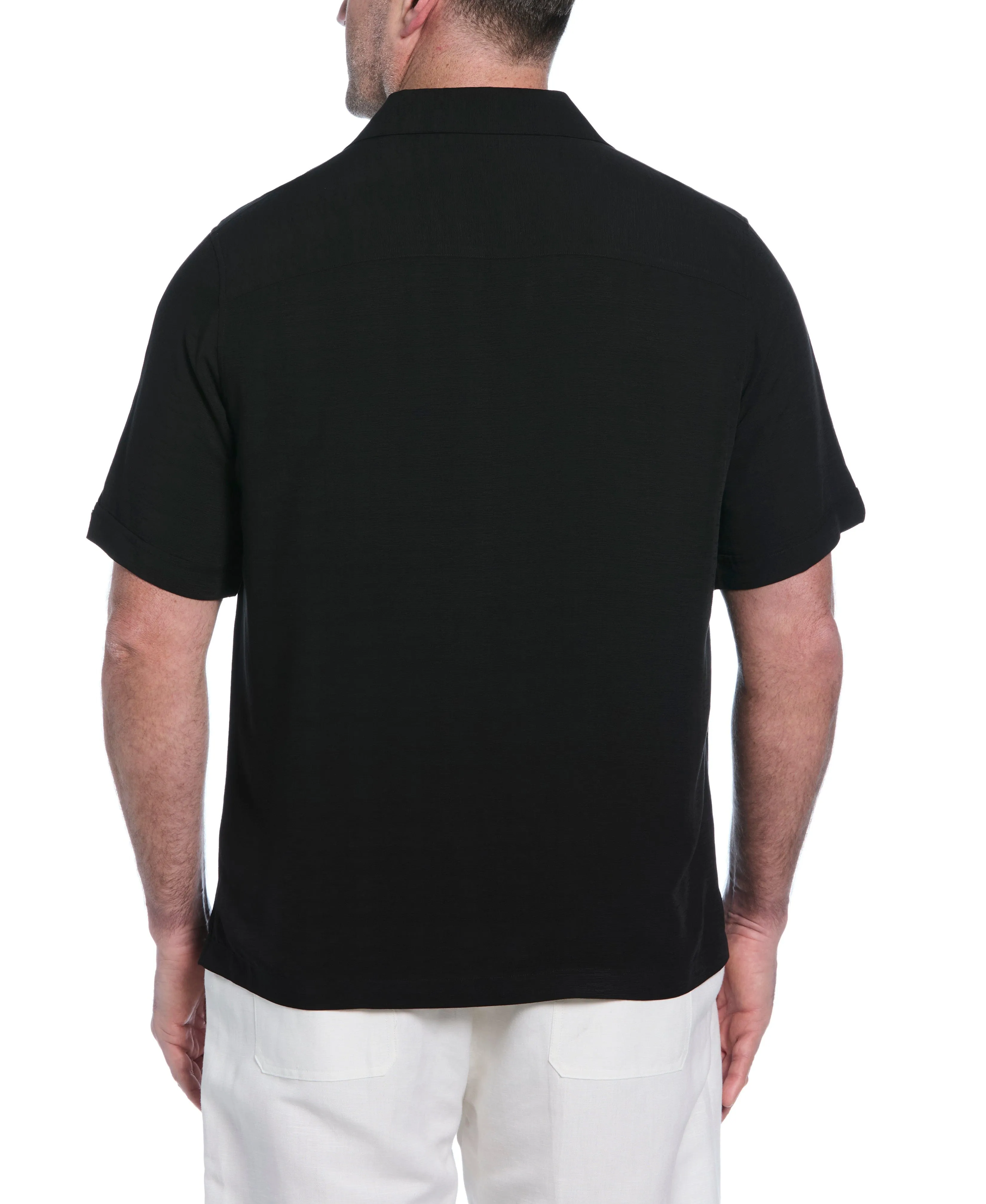 Big & Tall Solid Textured Cuban Collar Shirt