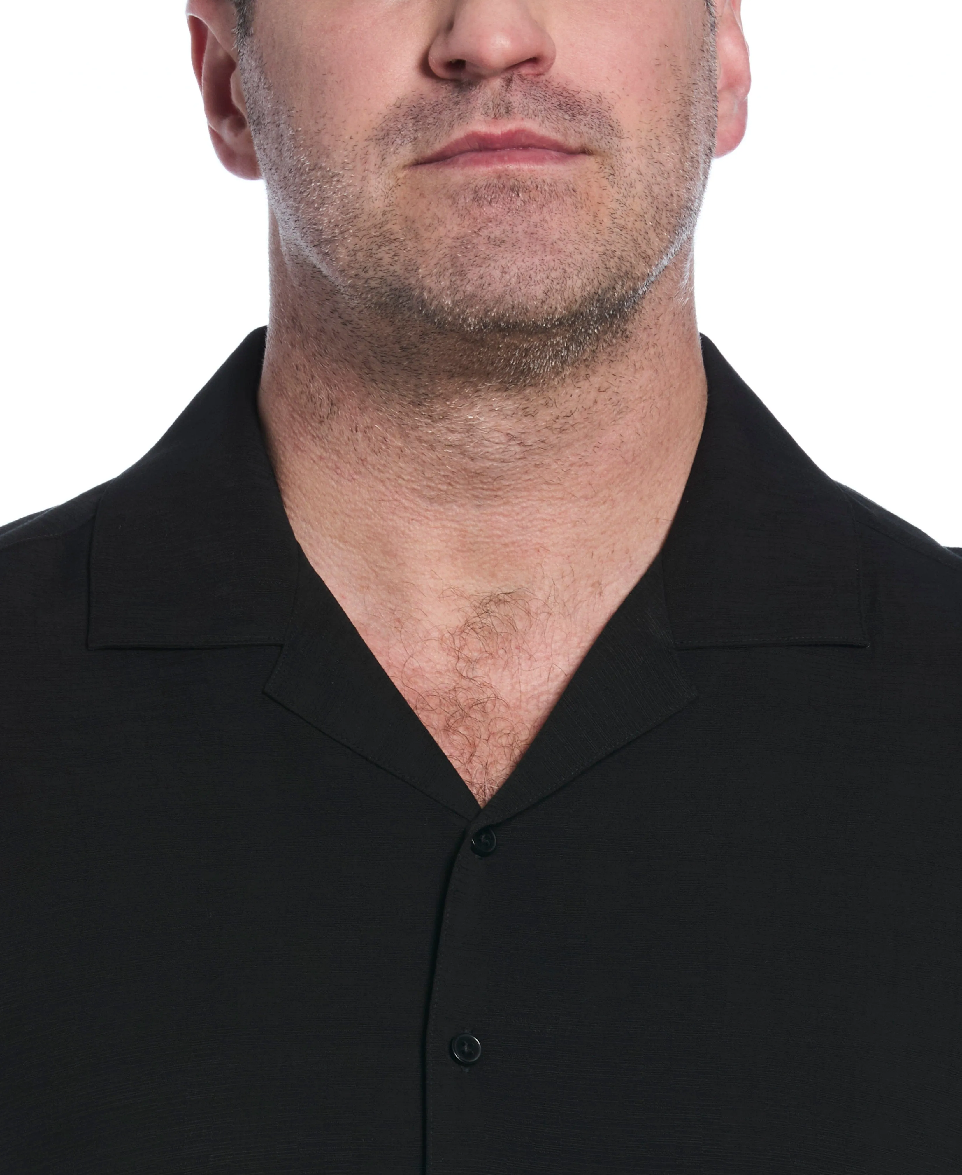 Big & Tall Solid Textured Cuban Collar Shirt