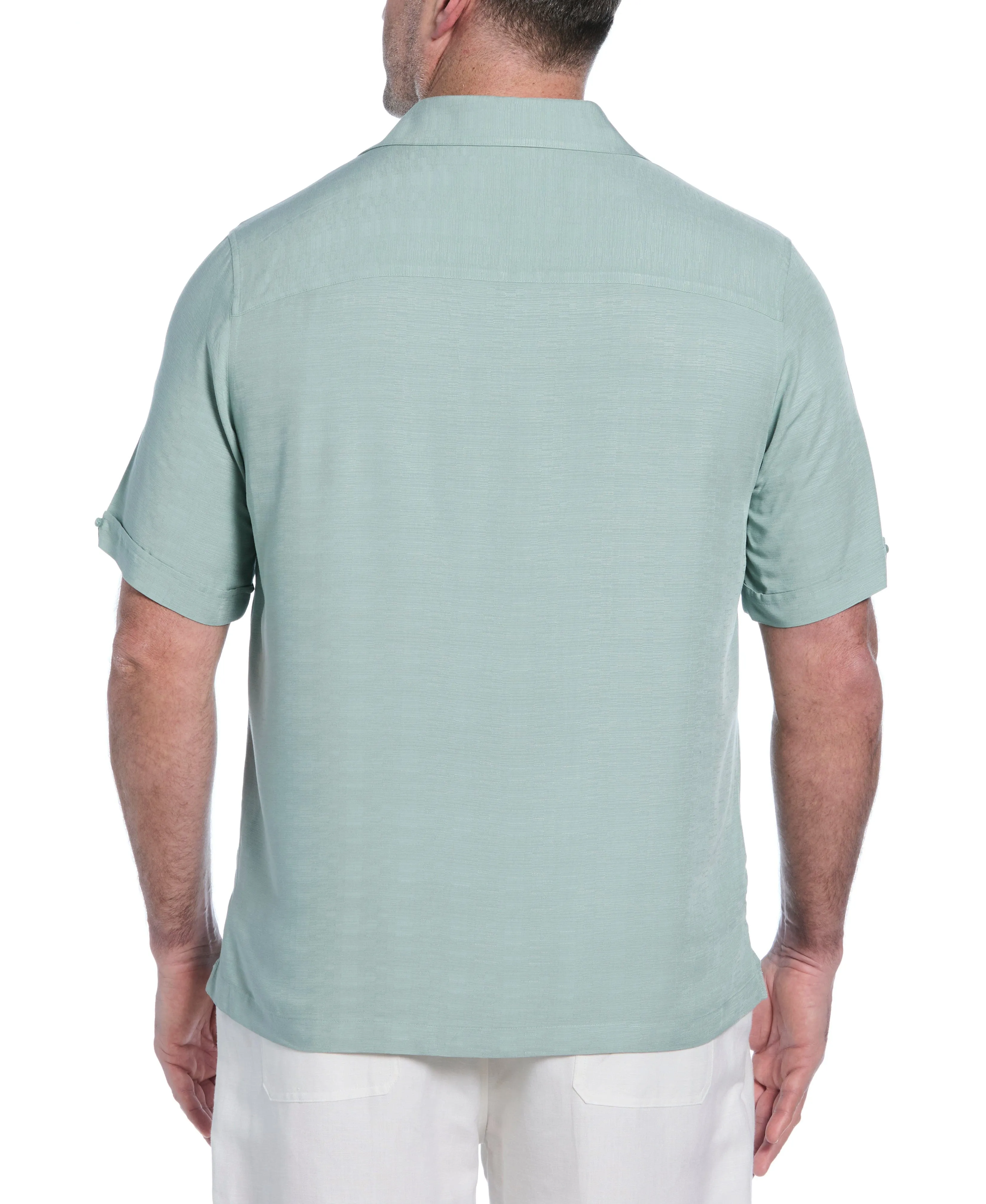 Big & Tall Solid Textured Cuban Collar Shirt