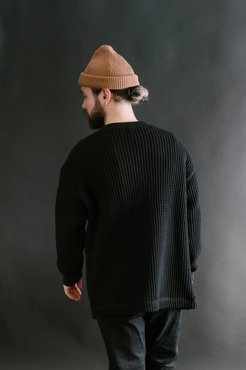 Big Waffle Cardigan - 07 Black