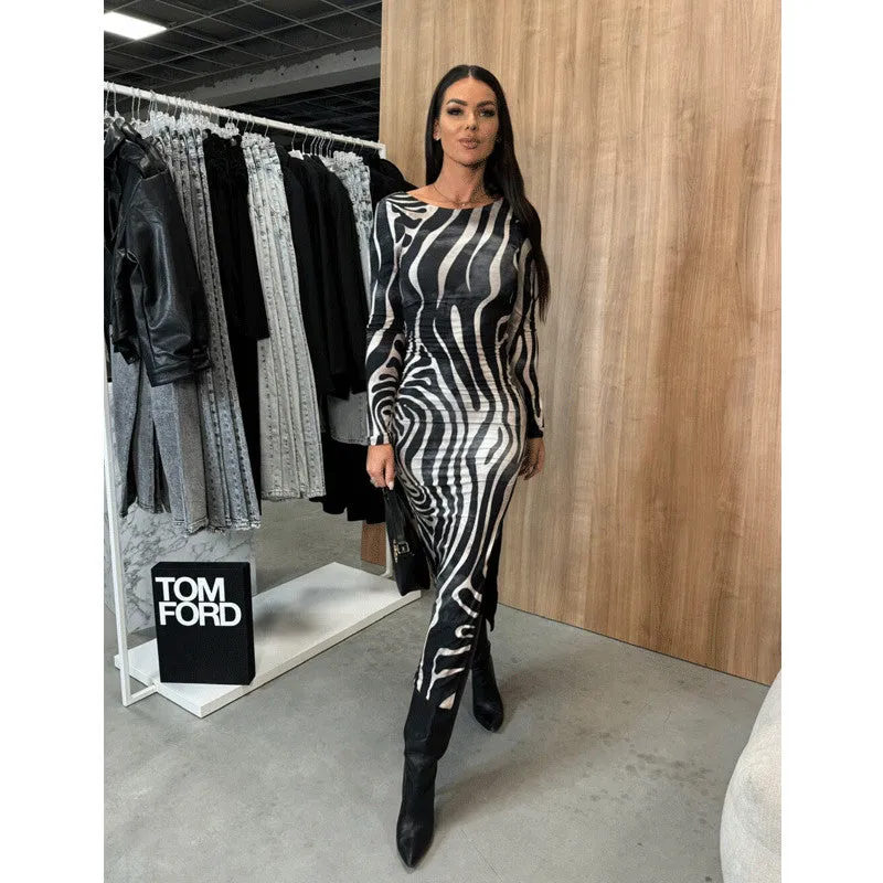 Black Ruched Side Slit Dress