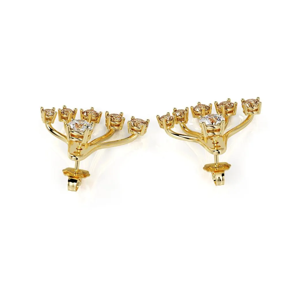 Blinding Light Waver Earrings 2 Natural Diamonds in Yellow Gold