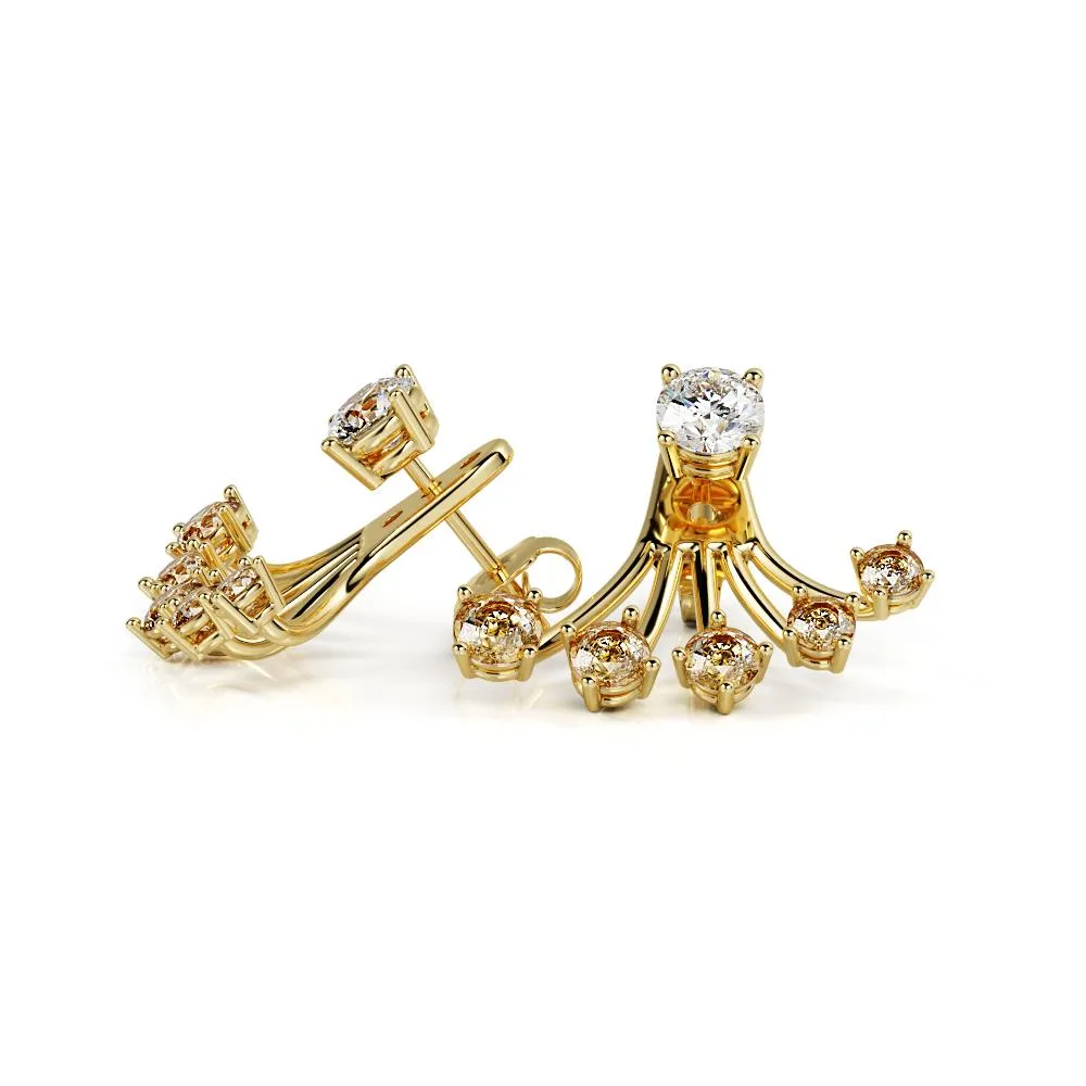 Blinding Light Waver Earrings 2 Natural Diamonds in Yellow Gold