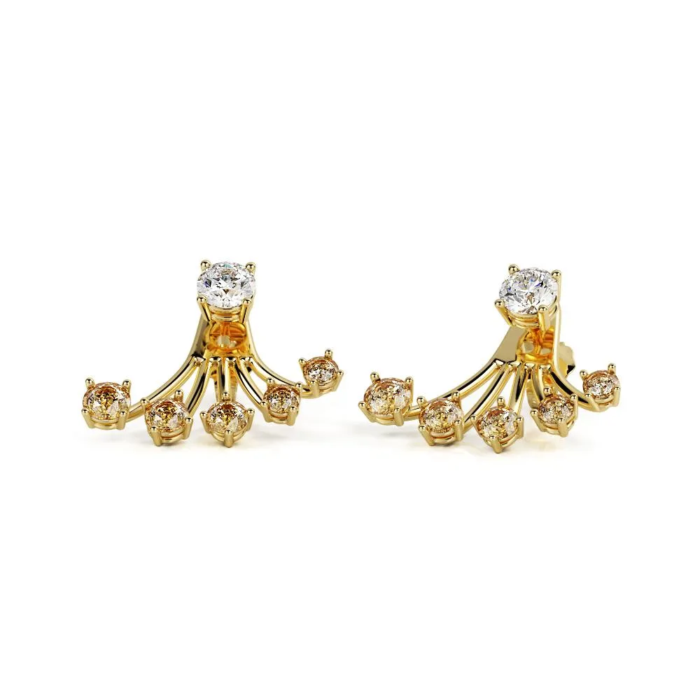 Blinding Light Waver Earrings 2 Natural Diamonds in Yellow Gold