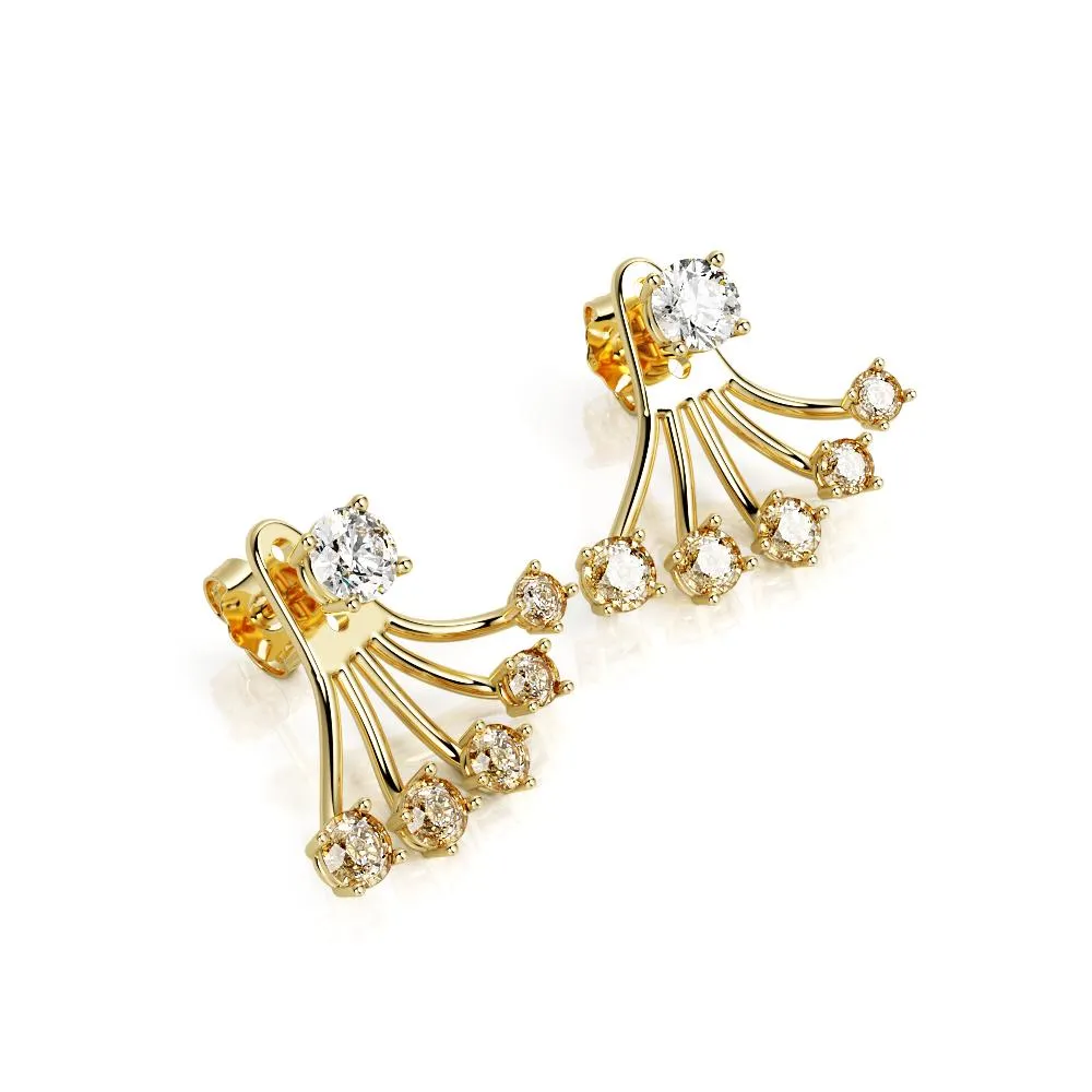 Blinding Light Waver Earrings 2 Natural Diamonds in Yellow Gold